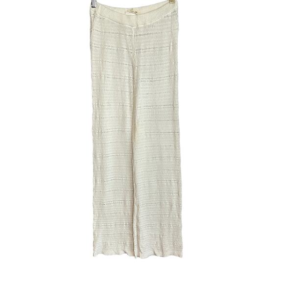 L*Space Crochet Knit Pant White Medium Wide Leg Coverup Sheer Marabella $165 NEW - Picture 5 of 8